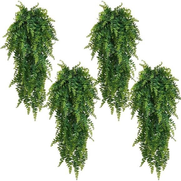Faux Hanging Plant,4 Pcs Fake Plants Fake Fern Wall Artificial Plants - Picture 1 of 8